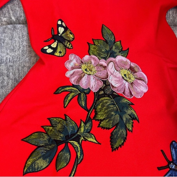 OSCAR DE LA RENTA Embroidered Floral Knit Fit-&-Flare Dress NEW - Picture 5 of 7